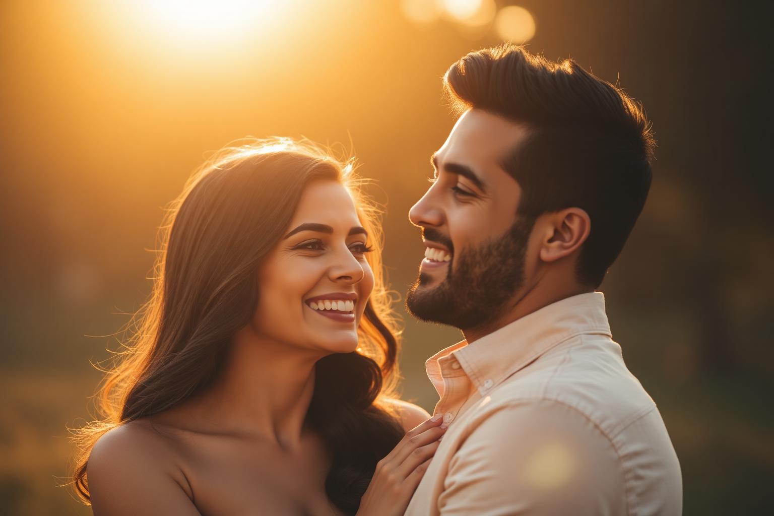 A Middle Eastern couple smiling together
